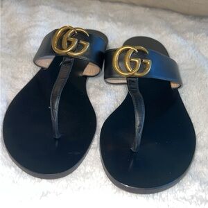 Gucci, Marmont, black thong sandals 36.5